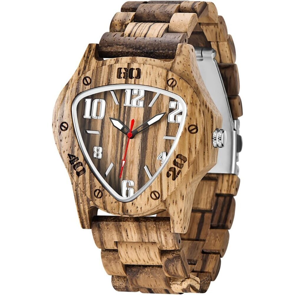 🆕Men's Brown Handmade Wooden Lightweight Analog Quartz Movement Wrist Watch